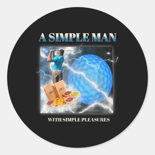 Adesivo Um Homem Simples Com Simples Mens De Golfe Engraça (Frente)