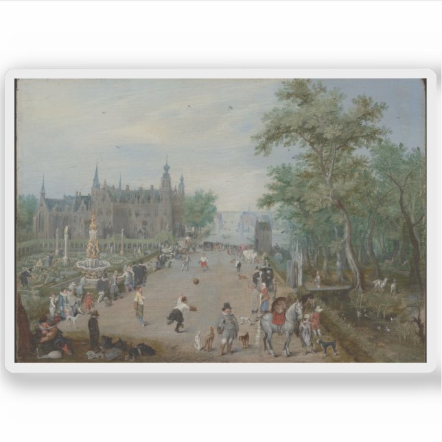 Adesivo Um Jogo de Bola Antes de um Palácio do País (Frente)