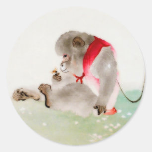 Adesivo Um Macaco Sentado Observando Um Inseto