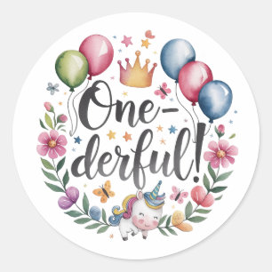 Adesivo Um Maravilhoso Aniversário do Unicórn Watercolor