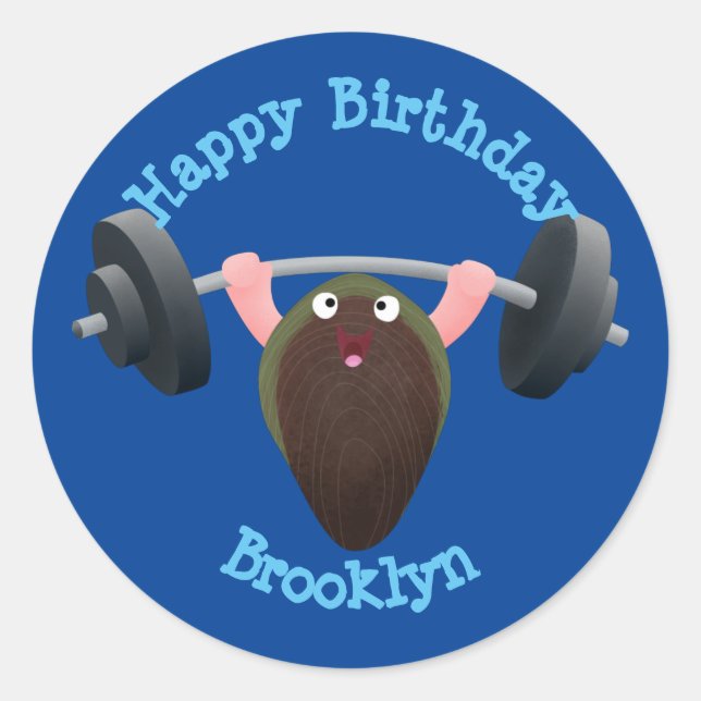 Adesivo Um mexilhão engraçado trabalhando em desenho anima (Frente)