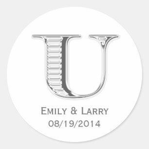 Adesivo Um monograma branco impresso a favor do casamento 