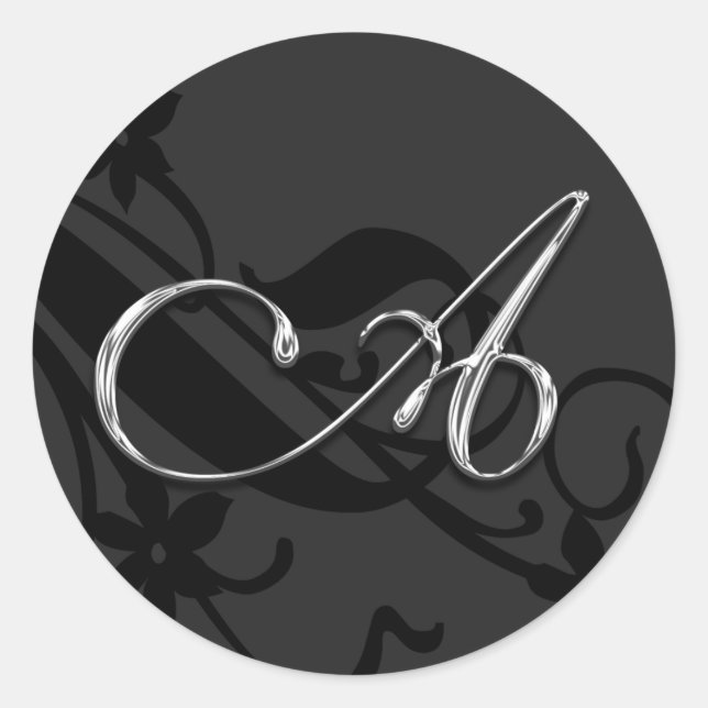 Adesivo Um Monograma - Letra Vinheta de Casamento de Envel (Frente)