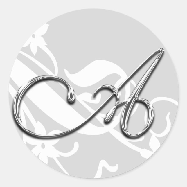 Adesivo Um Monograma - Letra Vinheta de Casamento de Envel (Frente)