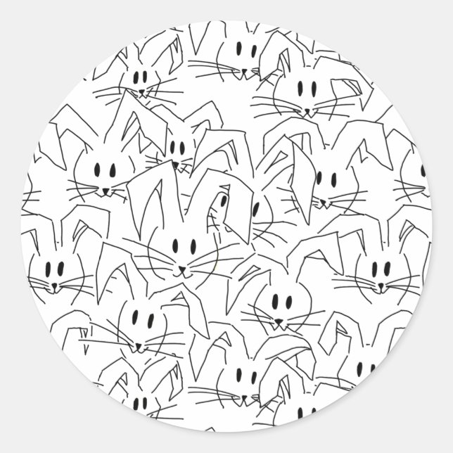 Adesivo Um monte de Bunnies em branco - padrão perfeito. (Frente)
