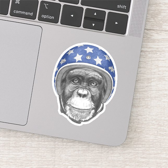 Adesivo Um motociclista Chimpanzé (Detalhe)