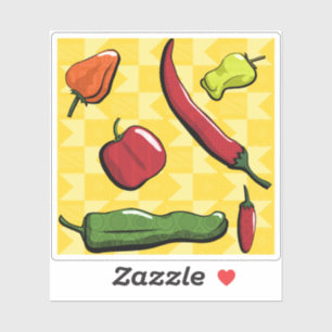 Adesivo Um mundo de pimentões picantes e palito