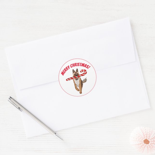 Adesivo Um Natal De Canela Muito German shepherd (Envelope)