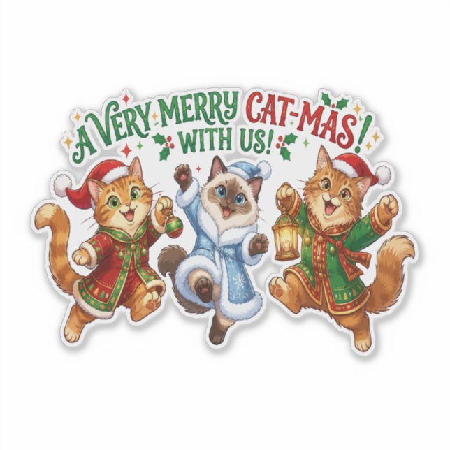 Adesivo Um Natal Felino Muito Alegre (Frente)