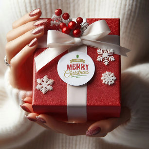 Adesivo Um Natal Muito Alegre Nome de Família de Férias Mo
