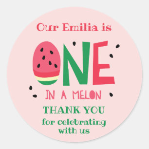 Adesivo Um no Melon First Birthday Favor Sticker
