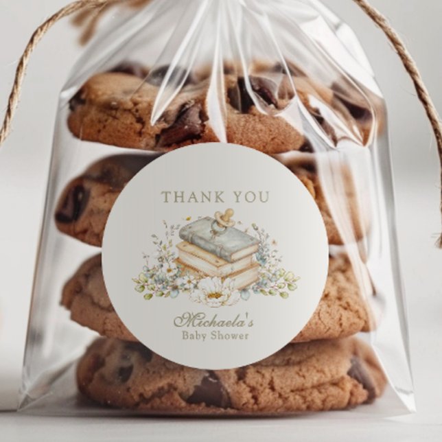 Adesivo Um Novo Capítulo Começa Festa de Bebê com Tema de  (Criador carregado)