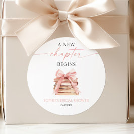 Adesivo Um Novo Capítulo Começa Livros com Laço Rosa Chá d