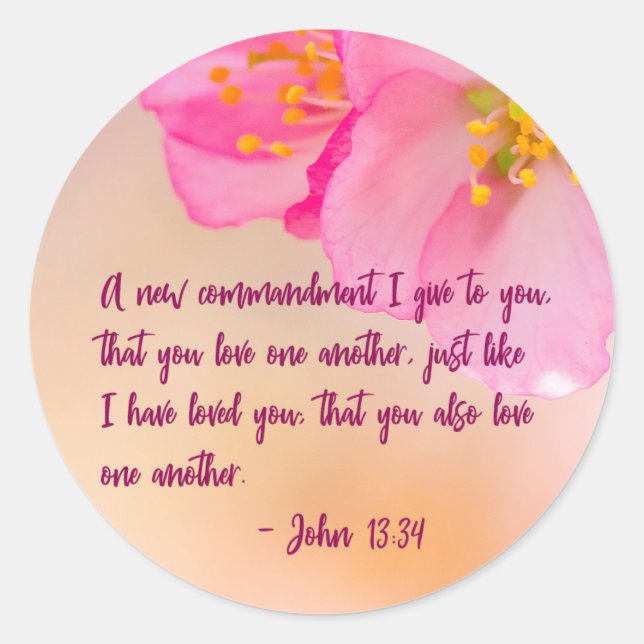 Adesivo Um Novo Mandamento Que Dou Ao Christian Floral (Frente)