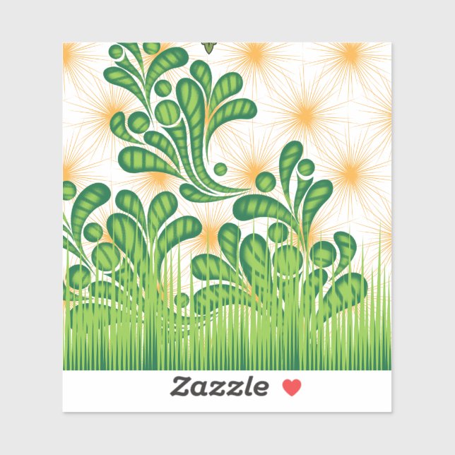 Adesivo Um padrão artístico verde e dourado representando  (Folha)