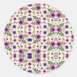 Adesivo Um padrão floral circular apresenta roxo e rosa