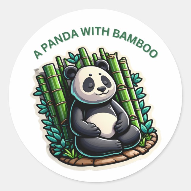 Adesivo Um panda com bambu (Frente)