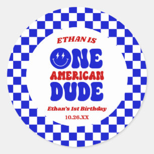 Adesivo Um Partido Americano do Dude 4 de julho de primeir