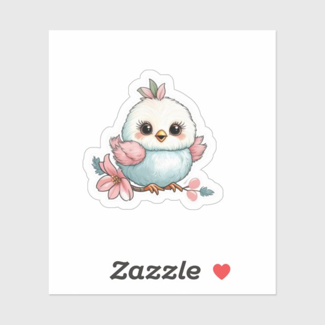 Adesivo Um passarinho no galho (Folha)