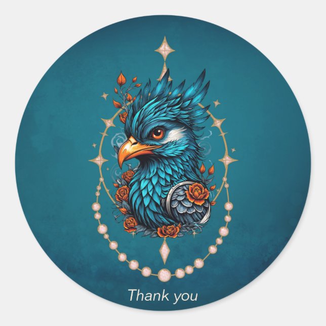 Adesivo Um pássaro azul majestoso. (Frente)