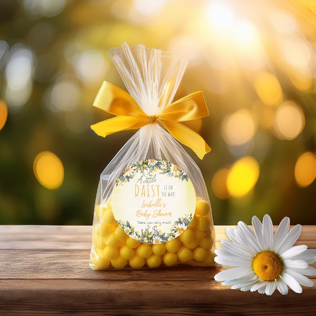 Adesivo Um Pequeno Chá de fraldas De Banho Daisy Obrigado ("A Little Daisy Is On The Way!" Daisies Floral-Themed Girl Baby Shower Favor Stickers)