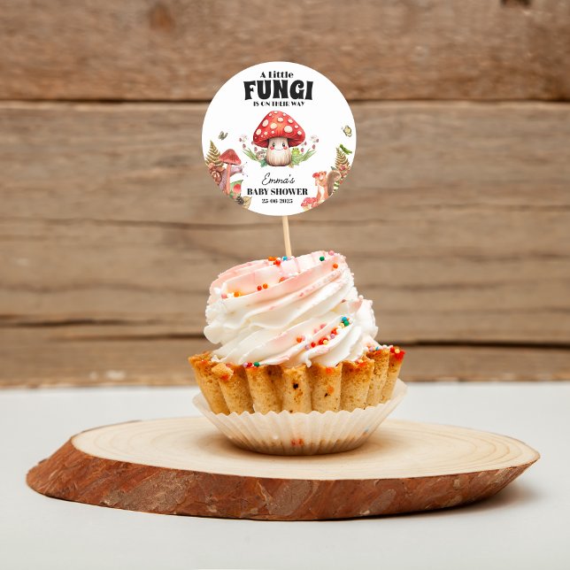 Adesivo Um pequeno Chá de fraldas de marisca de fungo (a Little Fungi Mushroom Butterfly Moth Baby Shower )