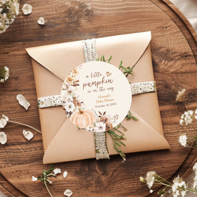 Adesivo Um Pequeno Chá de fraldas Floral De Abóbora (Criador carregado)