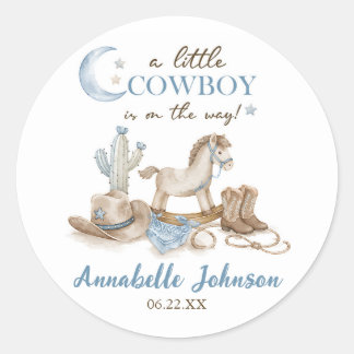 Adesivo Um Pequeno Chuveiro de Bebê Cowboy Menino