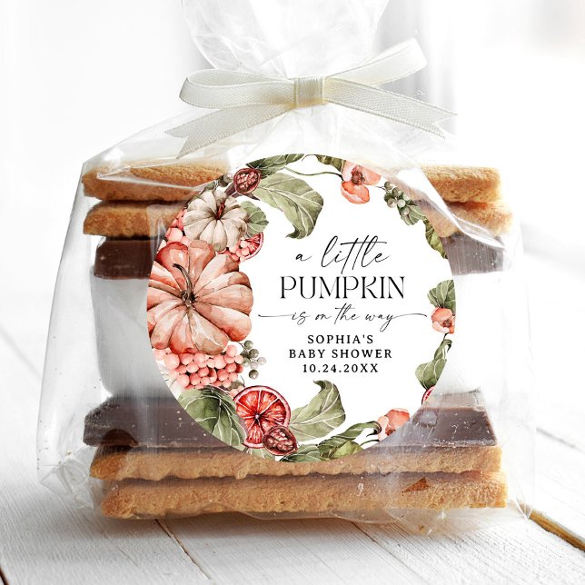 Adesivo Um Pequeno Pumpkin Chá de fraldas Redondo (Criador carregado)