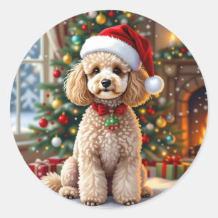 Adesivo Um Poodle Festivo Fofo de Natal