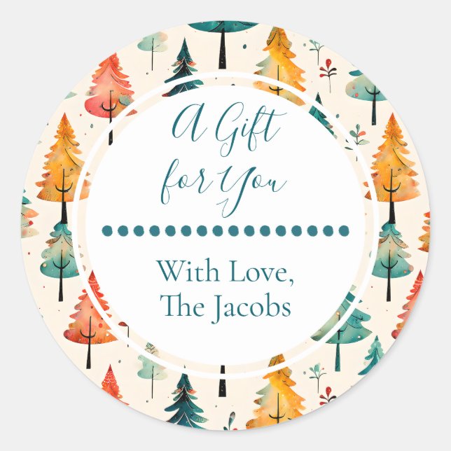 Adesivo Um presente para você | Pinheiros com Aquarela Nat (Frente)