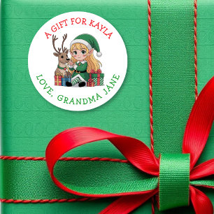 Adesivo Um Presente para Você Tag de Presente de Natal P