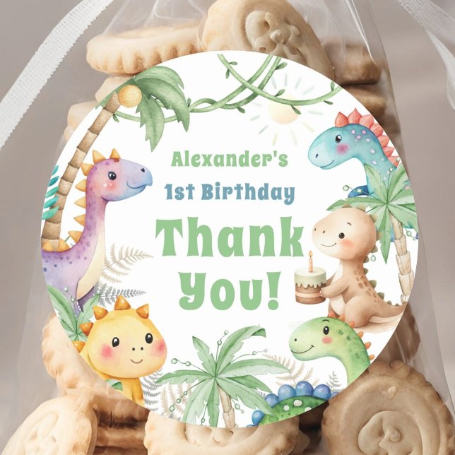 Adesivo Um primeiro aniversario A-Saurus Boy Dinosaur (Criador carregado)