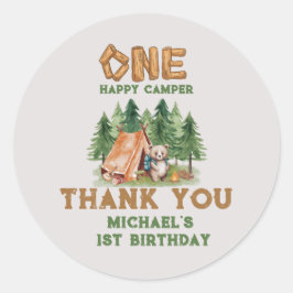 Adesivo Um primeiro aniversario de Aquarela Feliz Camper W