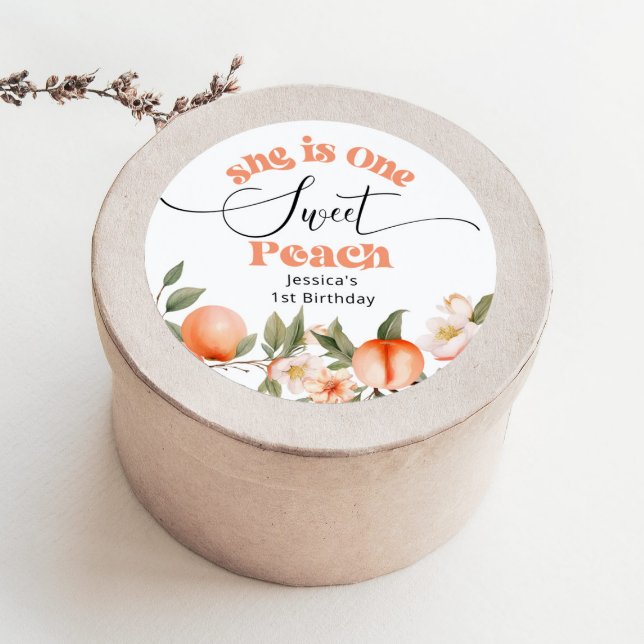 Adesivo Um primeiro aniversario de cor de pêssego doce (Criador carregado)