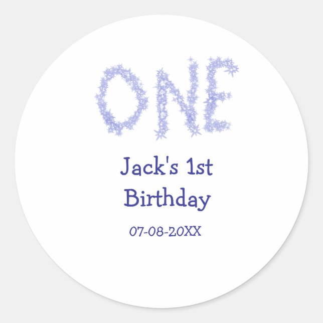 Adesivo Um primeiro aniversario moderno de menino brilhant (Frente)