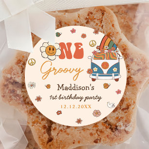 Adesivo Um primeiro aniversario Retro Arco-Íris de Groovy