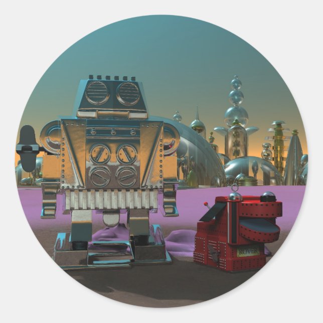 Adesivo Um robô e seu bastão de cachorro (Frente)