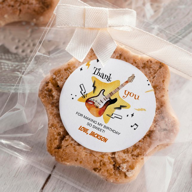 Adesivo Um Rótulo de Vinheta de Aniversário da Guitarra (Criador carregado)