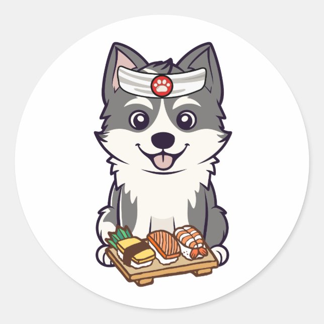 Adesivo Um rouco engraçado é um chef de sushi (Frente)