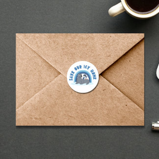 Adesivo Um selo e um pinguim "Save Our Icy World"