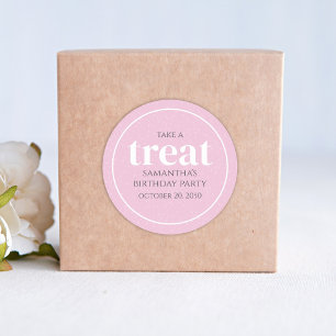 Adesivo Um Simples Minimalista Moderno de Aniversário Rosa