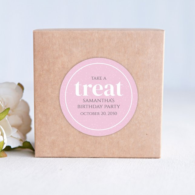 Adesivo Um Simples Minimalista Moderno de Aniversário Rosa (Criador carregado)