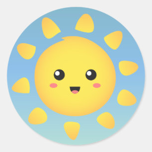 Adesivo Um sol fofo e feliz que brilha intensamente ao red
