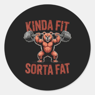 Adesivo Um Tanto em Forma Meio Gordo Cômico Academia Bulld