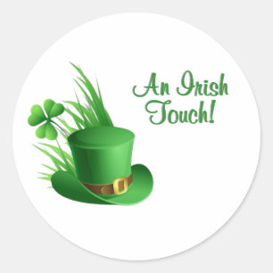 Adesivo Um Toque Irlandês Chapéu de Trevo de Duende na Gra