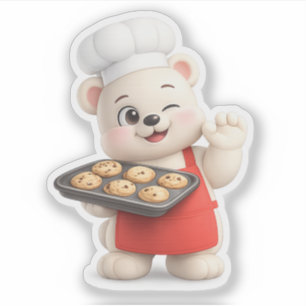 Adesivo Um urso fofo com um biscoito.