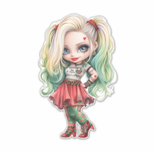 Adesivo Uma Coleção de Design de Halloween de Menina Fofa