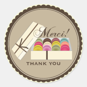 Adesivo Uma Dúzia De Macarons Franceses Merci Obrigado
