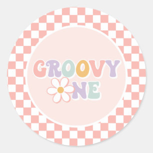 Adesivo Uma garota da Groovy, Pink Daisy Checker